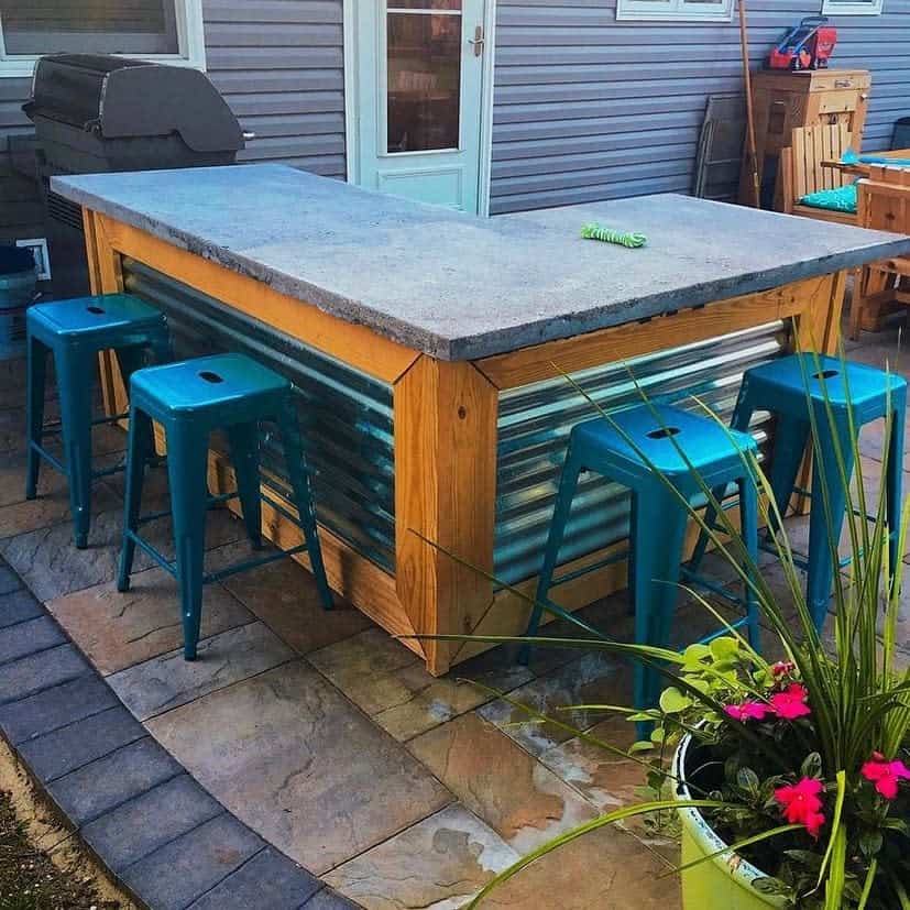 Backyard with bar and stool