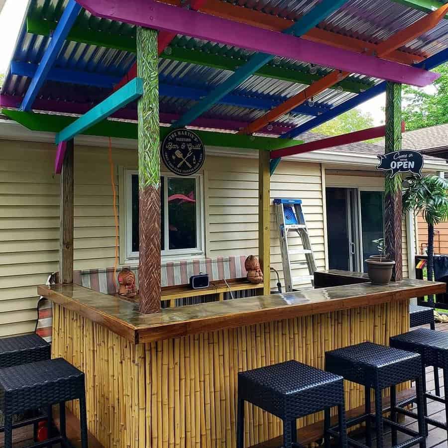 Backyard with tiki bar