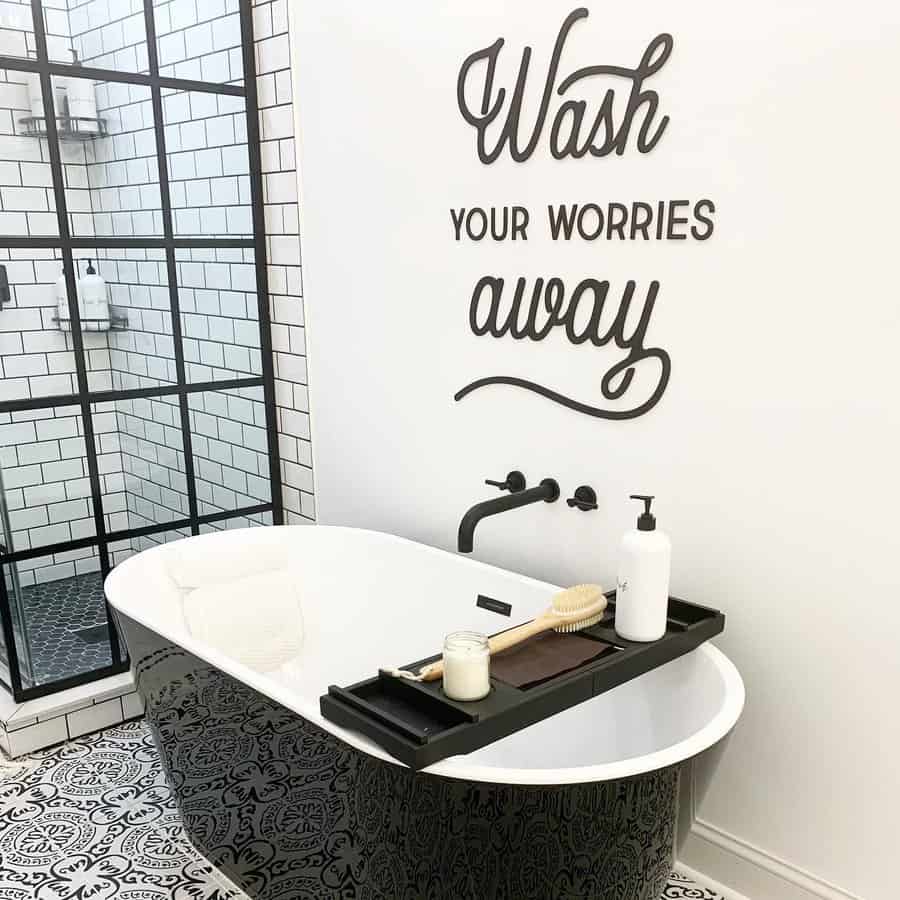 Matte black and white accents bathroom design