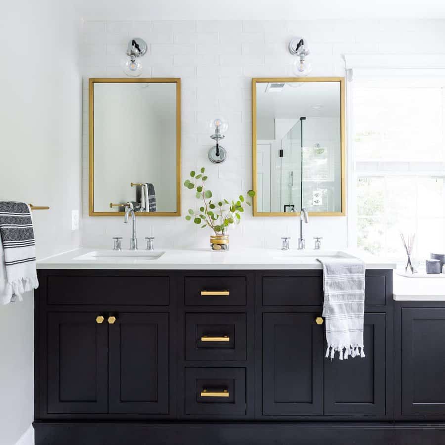 Matte black and white accents bathroom design