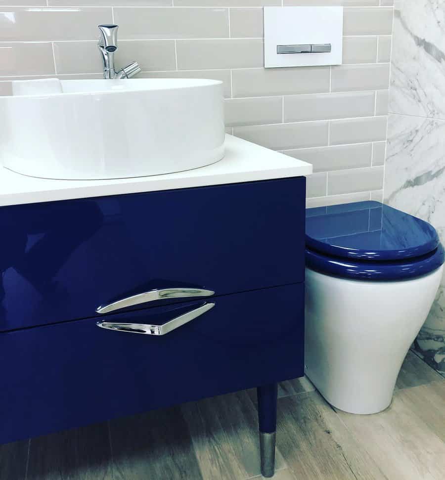 Bathroom with blue accents