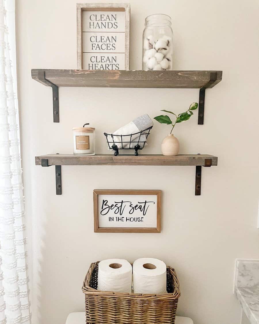 Wall mounted bathroom shelves