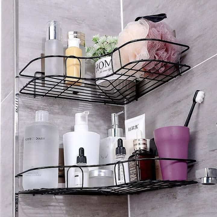 Wall mounted bathroom shelves