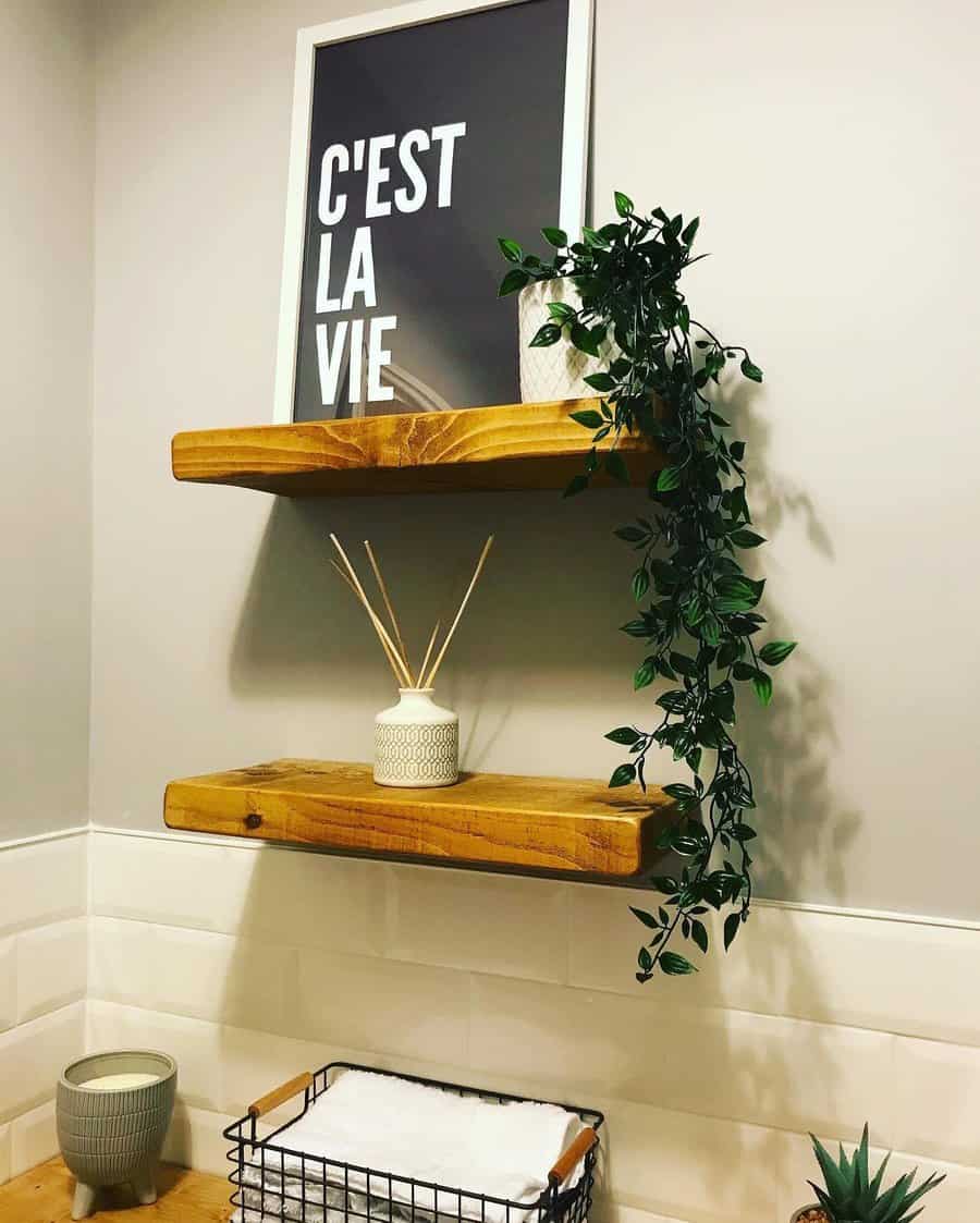 Wall mounted bathroom shelves