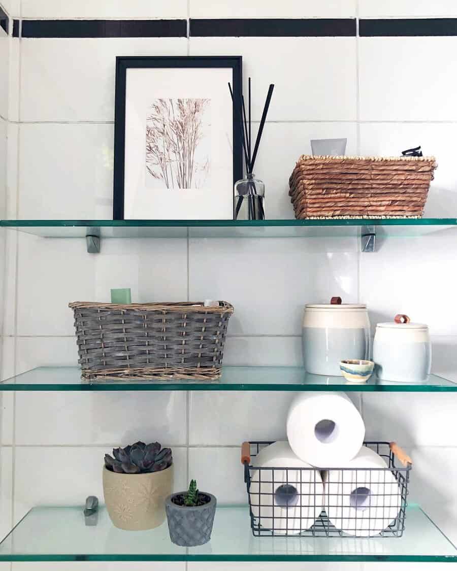 Wall mounted bathroom shelves