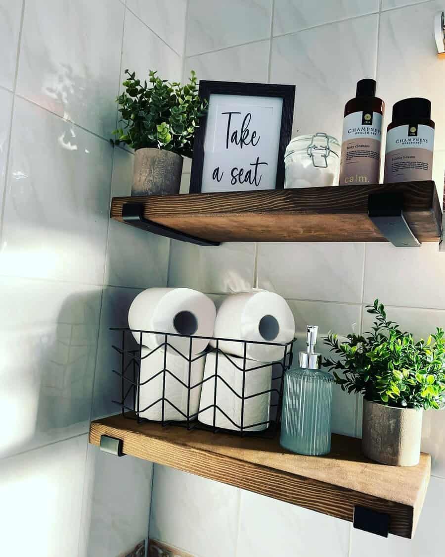 Wall mounted bathroom shelves