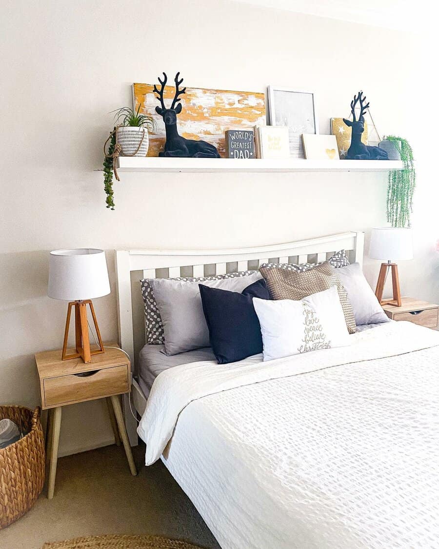 Bedroom floating shelves