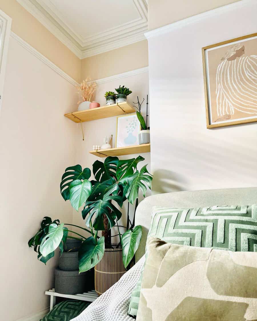 Bedroom floating shelves