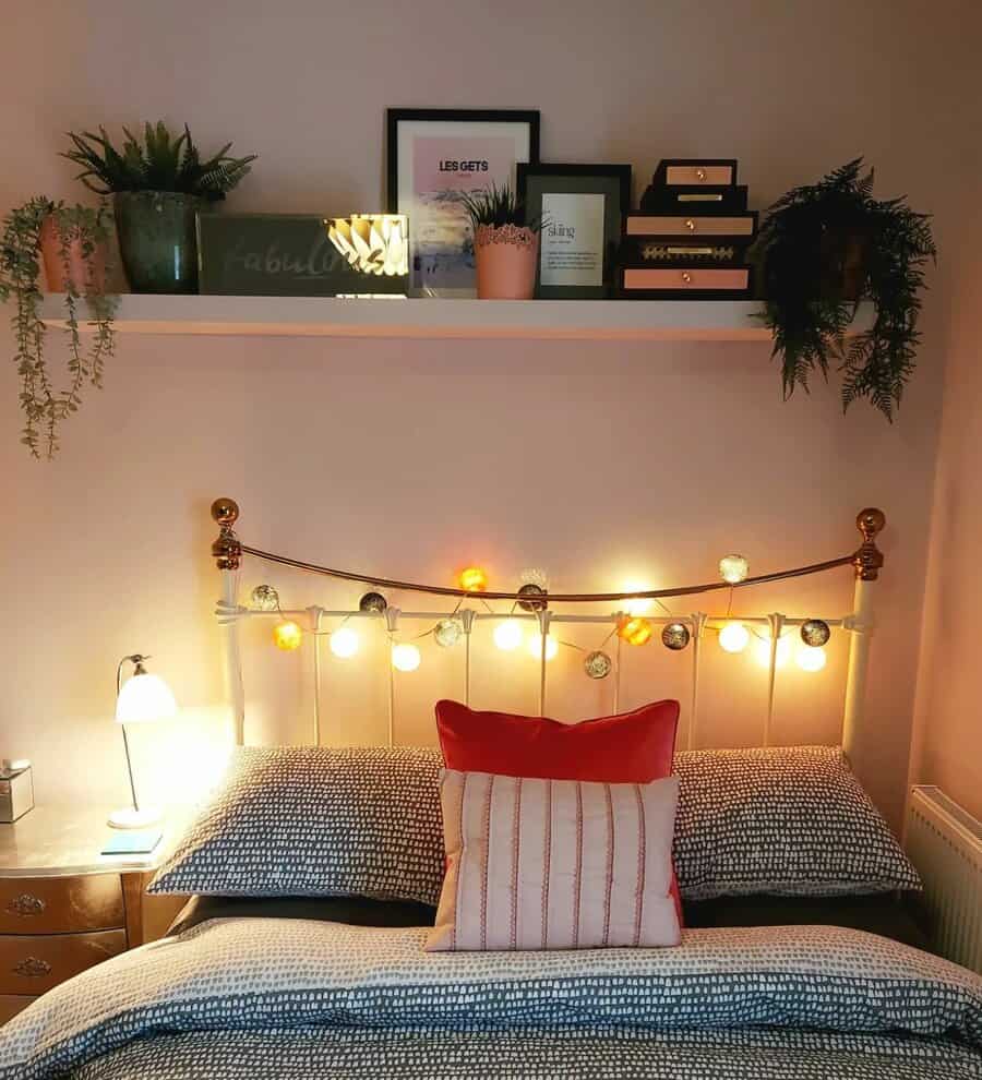 Bedroom floating shelves