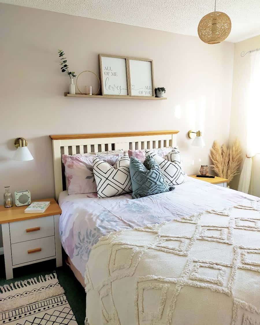 Bedroom floating shelves