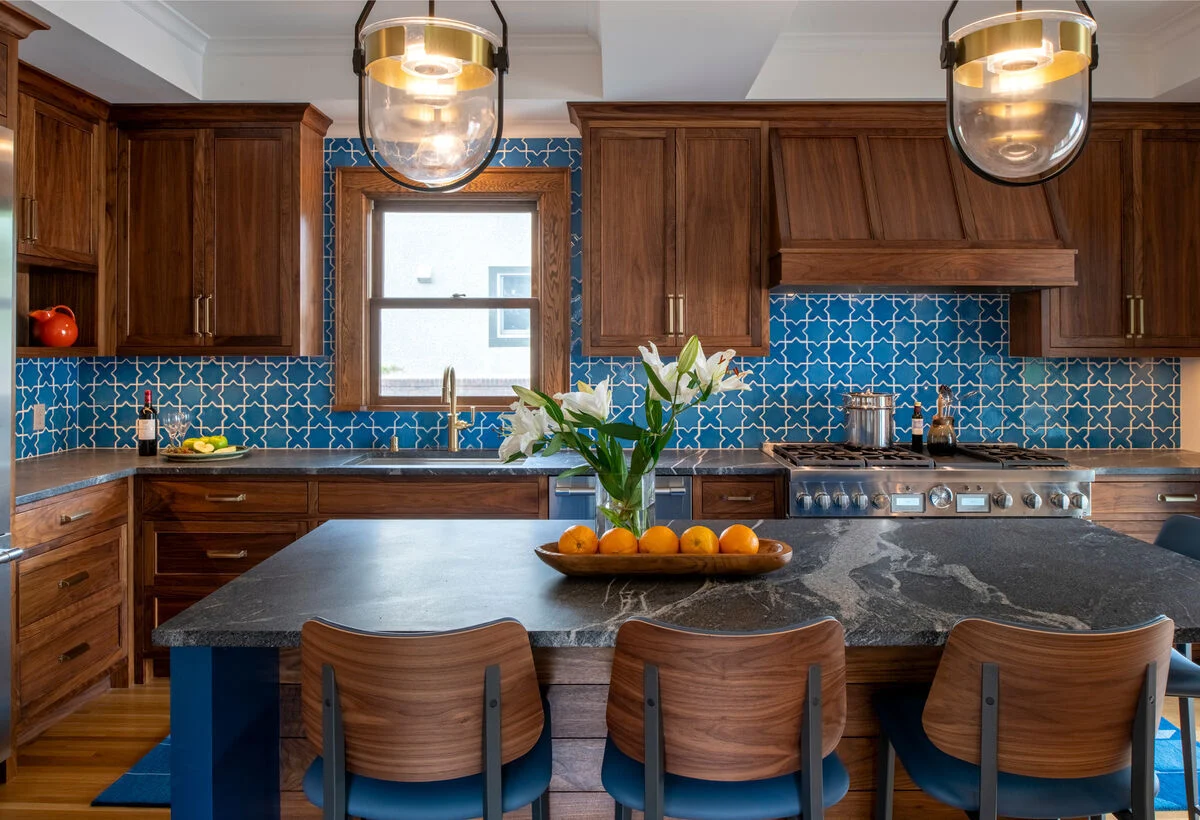 Blue Backsplash Kitchen Star and Cross Traditional Kitchen Backsplash