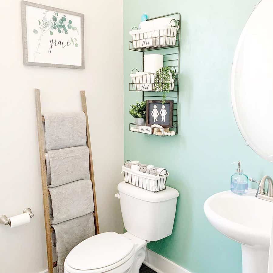 small bathroom with light blue wall