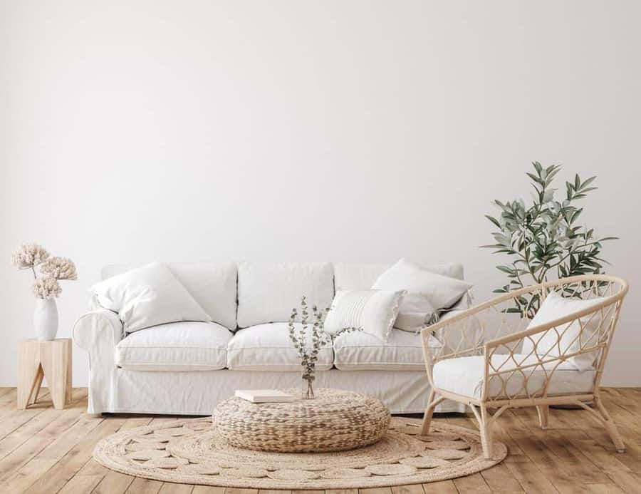 White living room with a minimalistic style