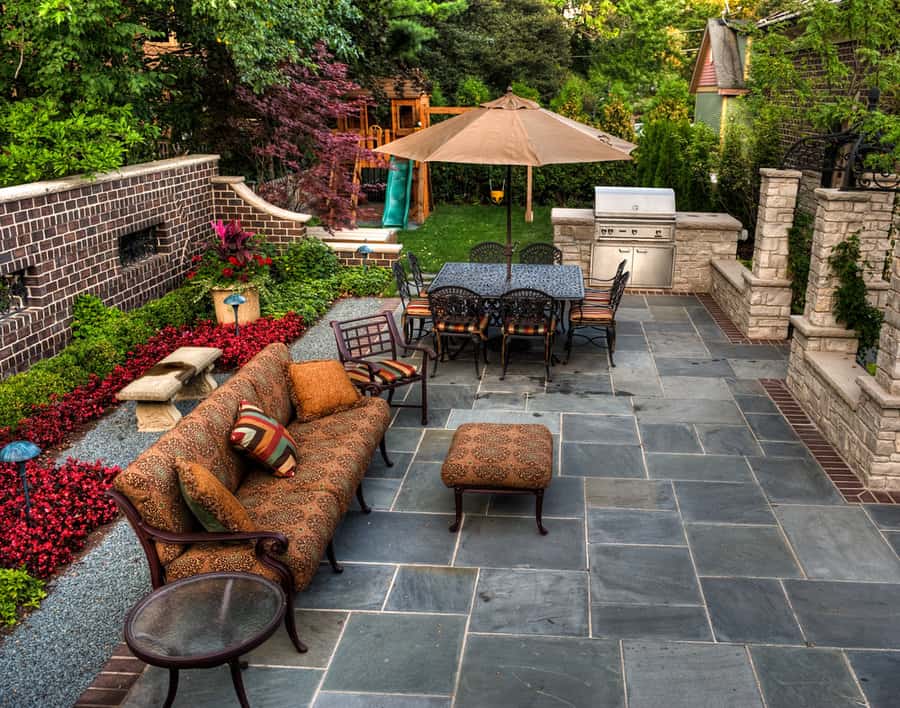 Exposed brick garden wall