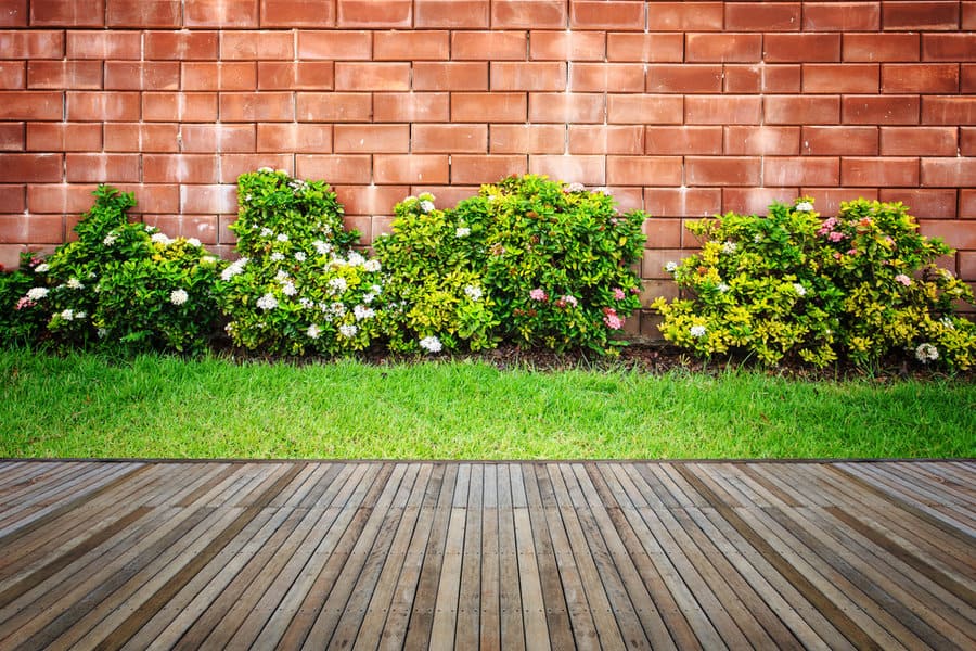 Exposed brick garden wall