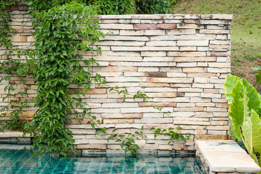 Exposed brick garden wall