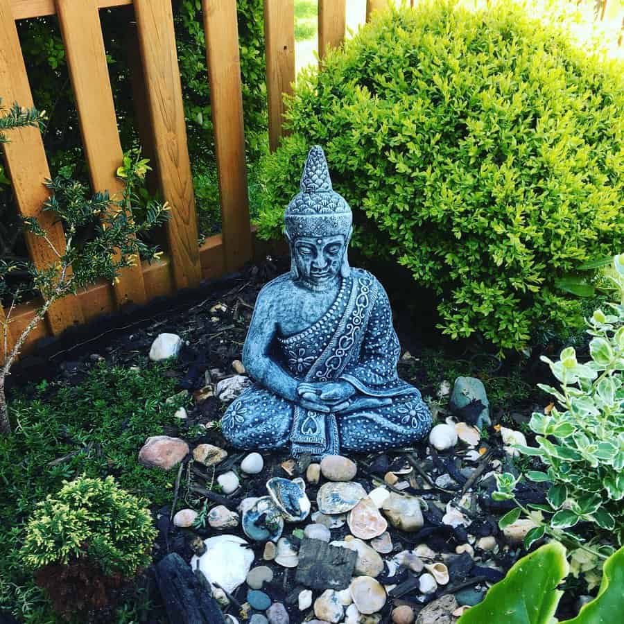 zen garden with statue