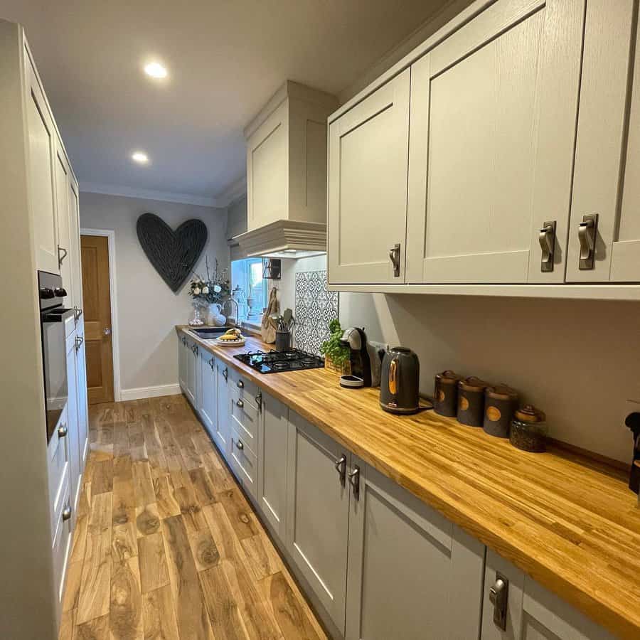 Kitchen with wooden floors and countertops