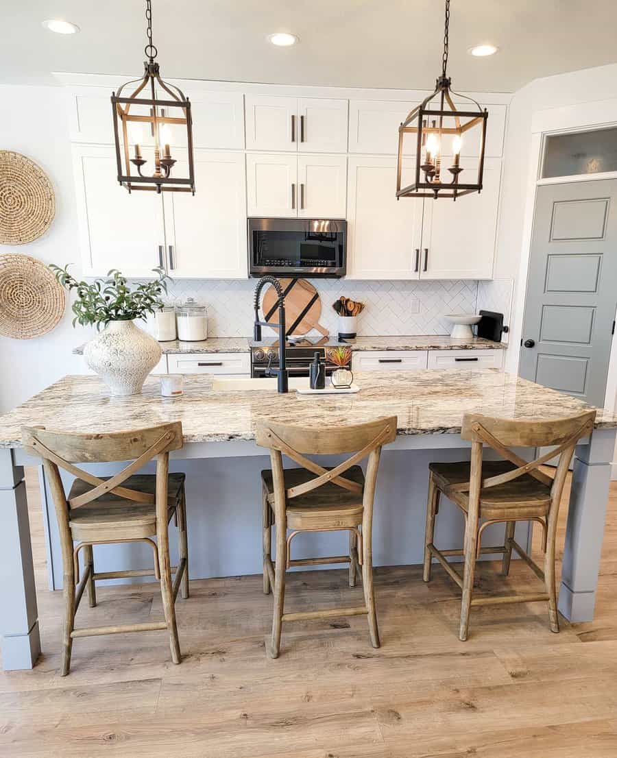 Modern kitchen with island and pendant lights