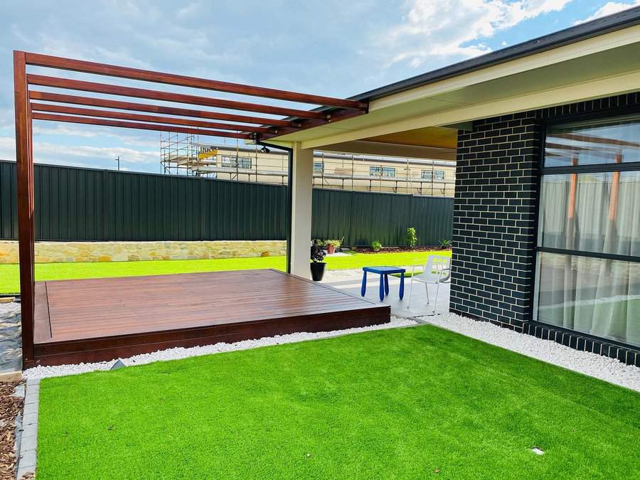 floating deck with pergola