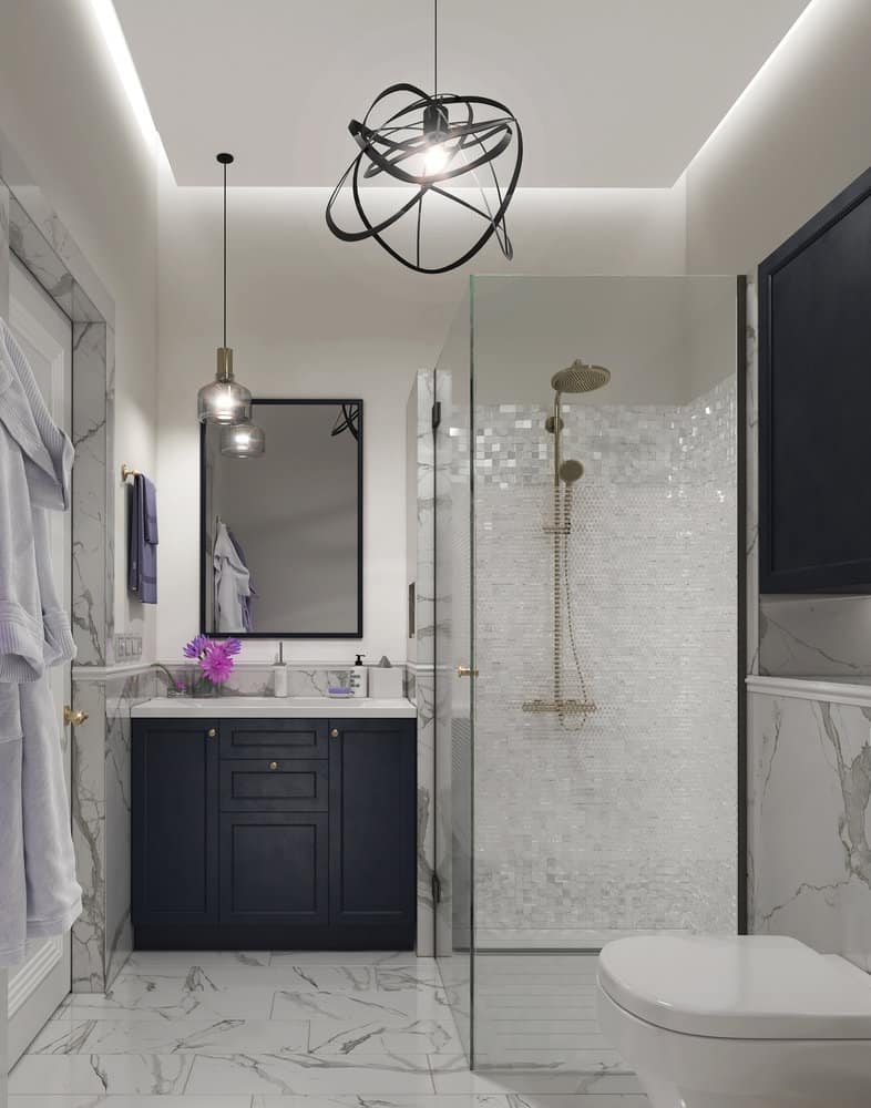 Contemporary black and white bathroom design