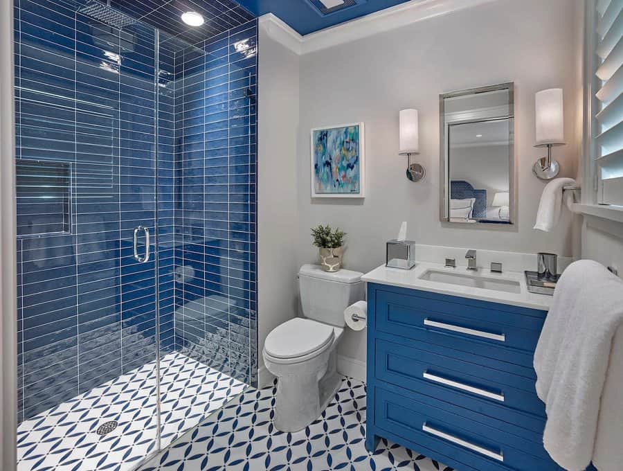 Contemporary blue bathroom