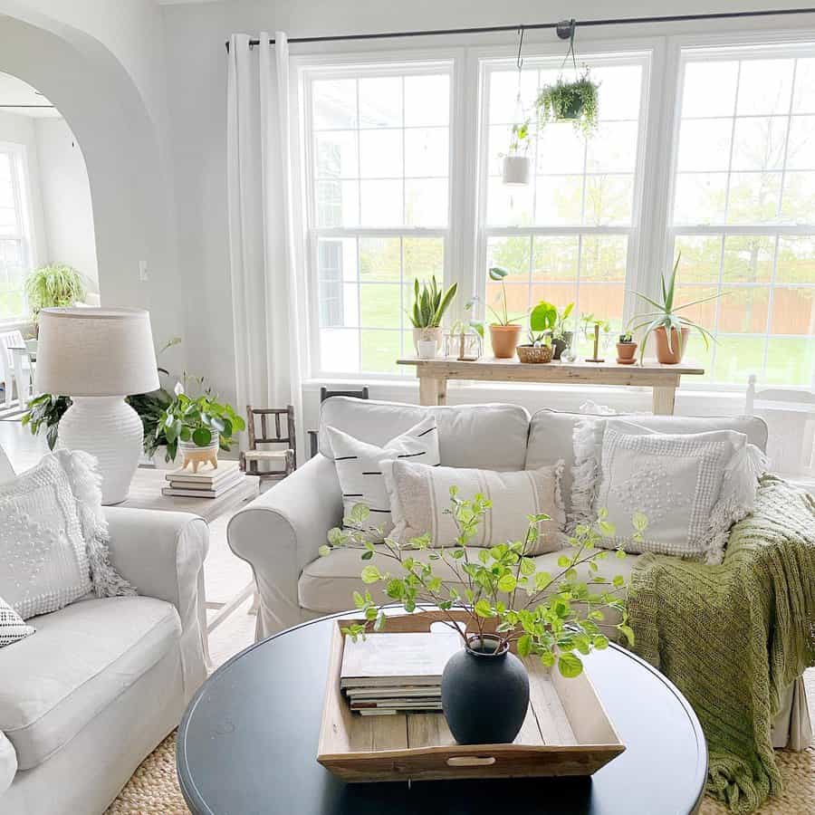 Bright white living room with country style