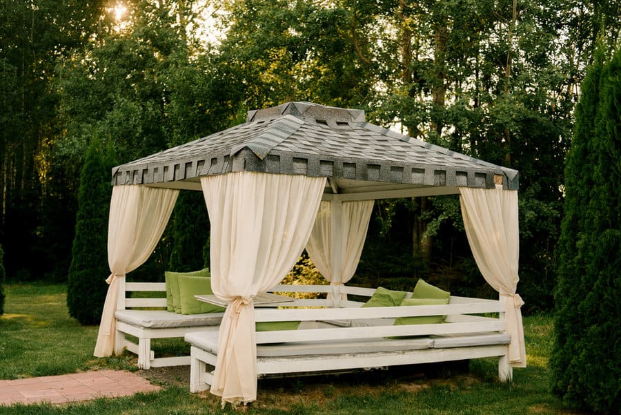 gazebo with curtains