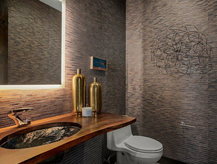 Small bathroom with dark walls