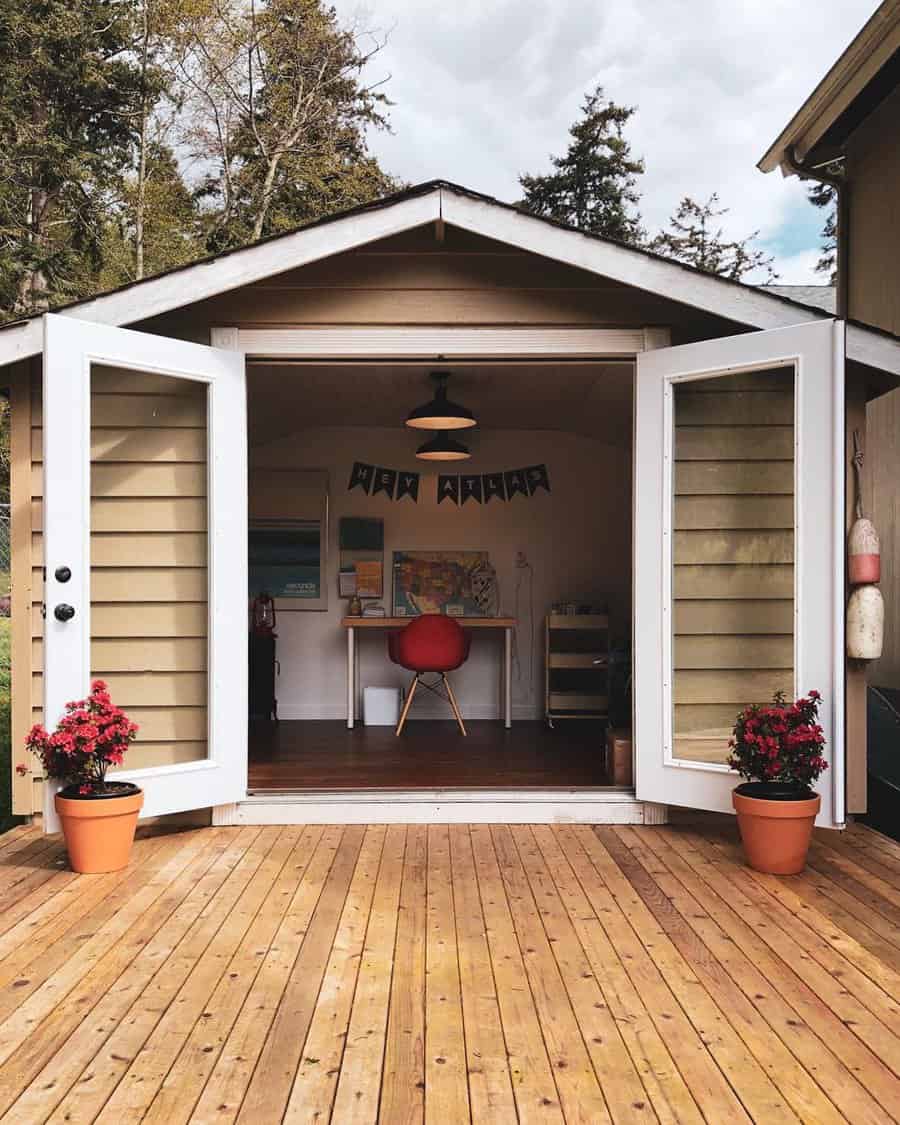 Garden shed with library