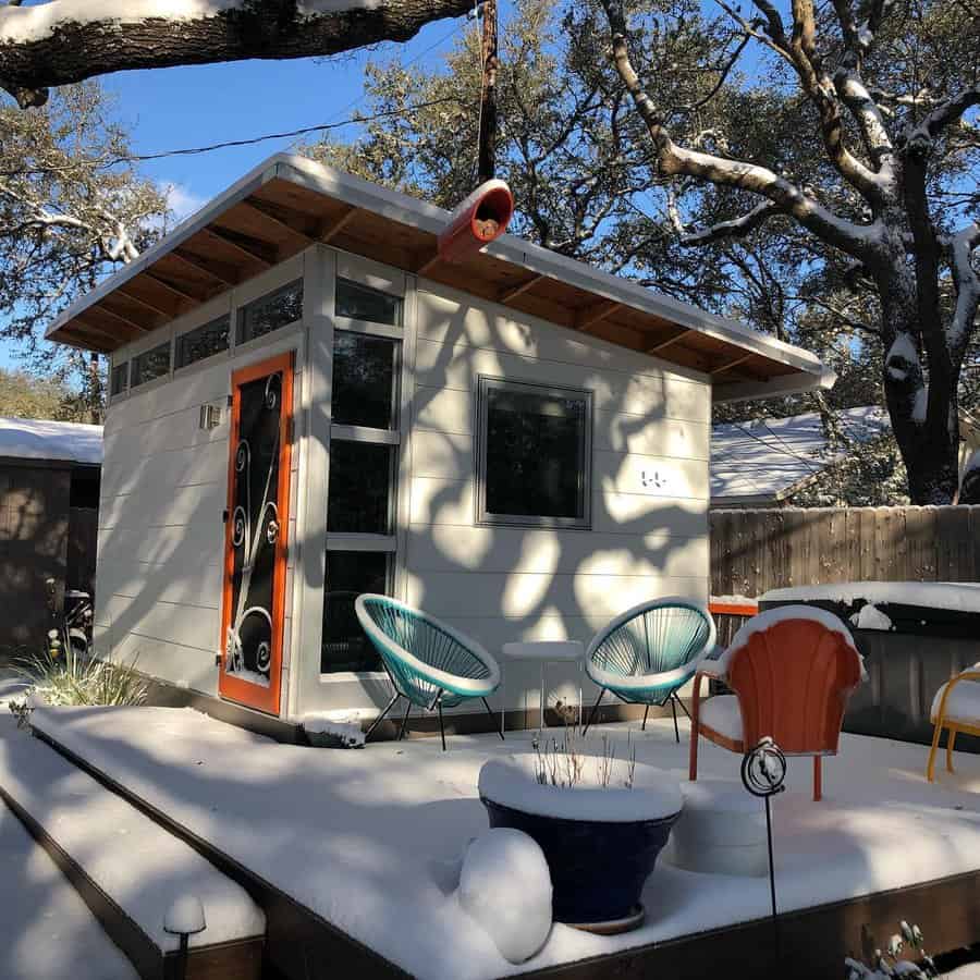 Garden shed with outdoor seating