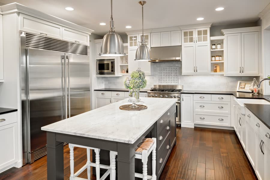 Kitchen with dome pendant lighting