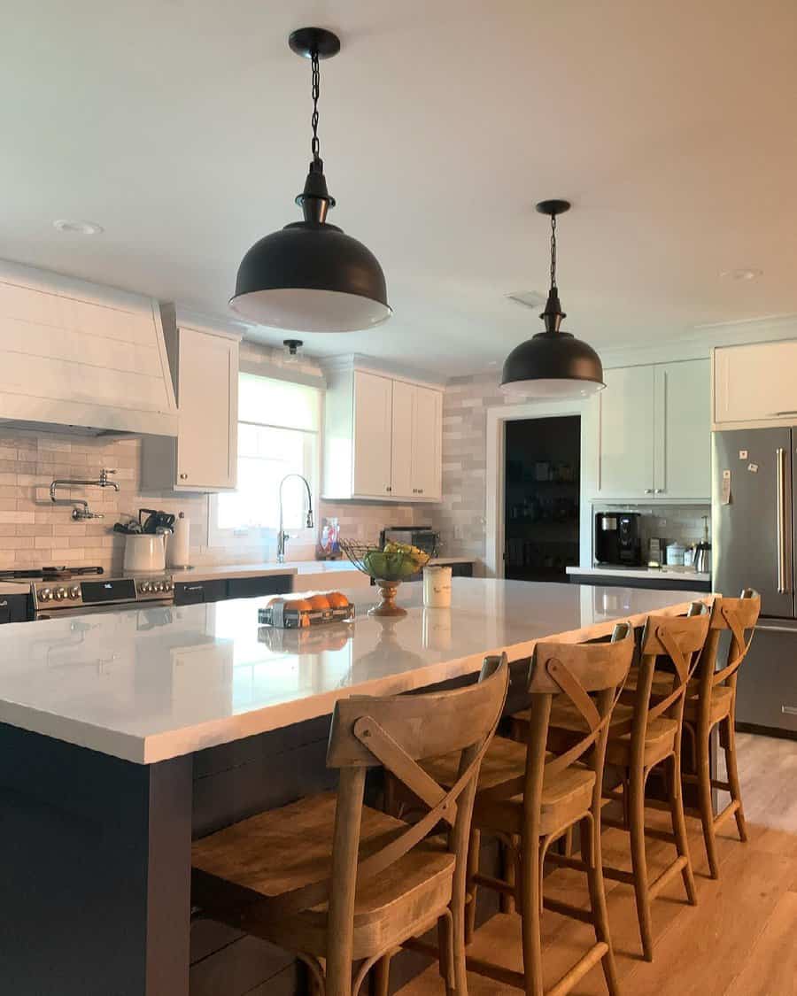 Kitchen with dome pendant lighting