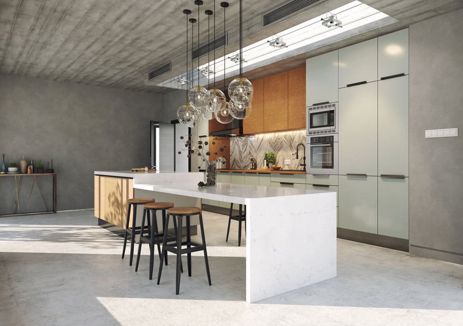 Industrial kitchen with glass bubbles.