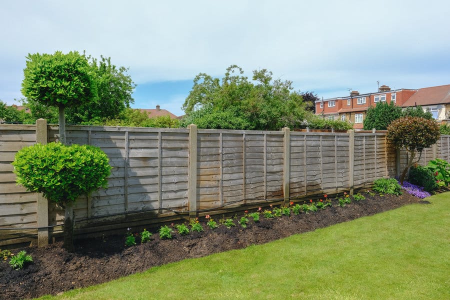 Enclosed garden wall with garden landscape