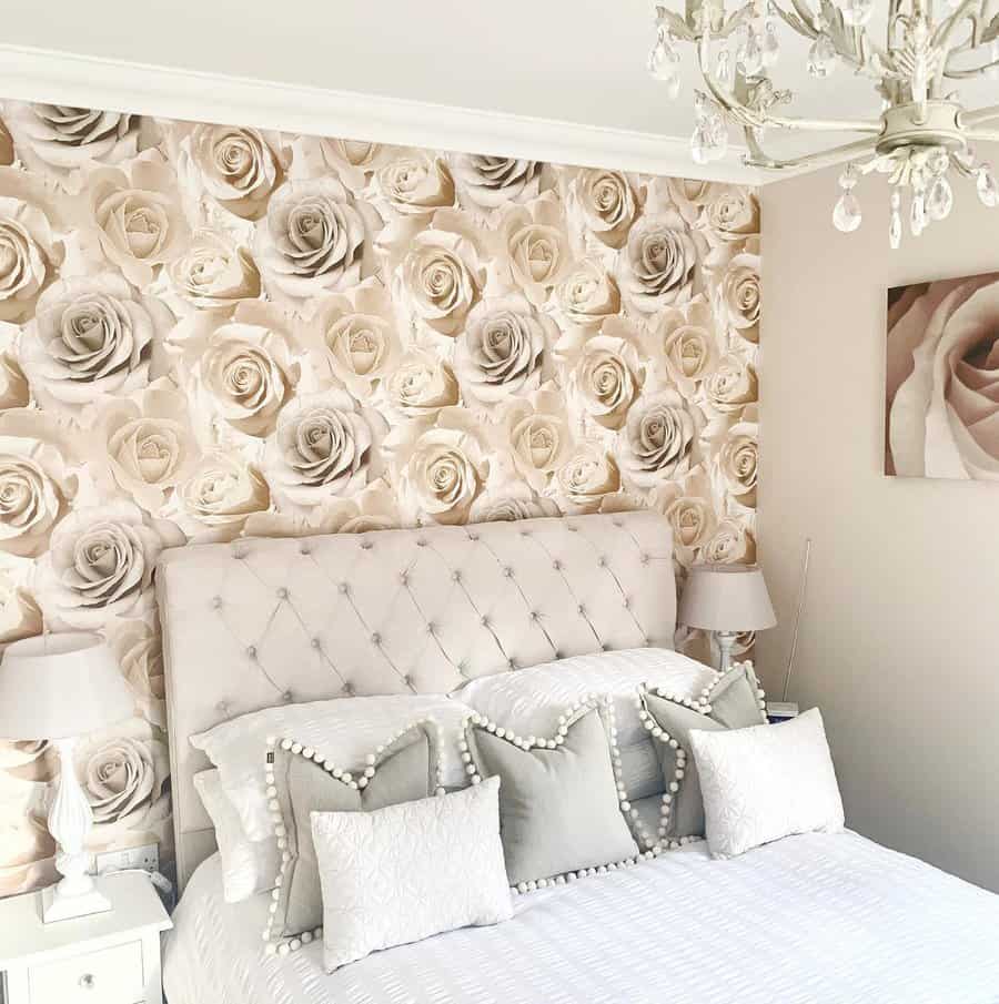 beige floral wallpaper