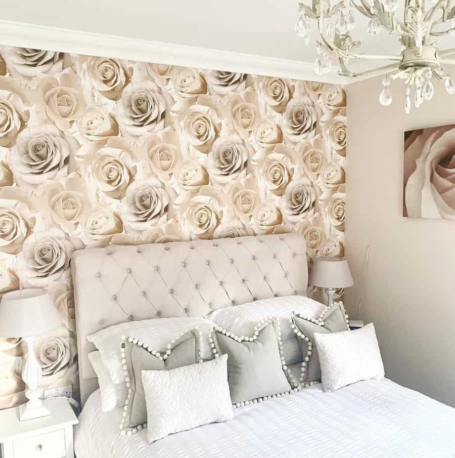 Beige floral wallpaper