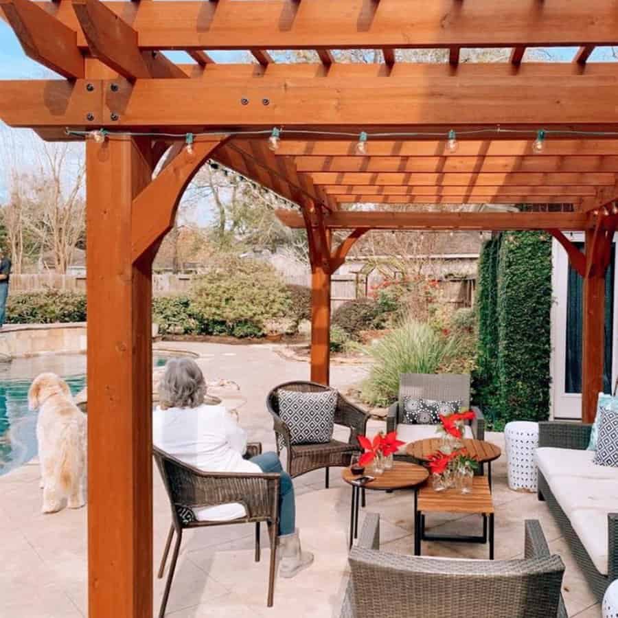 Small outdoor with pergola and sofa