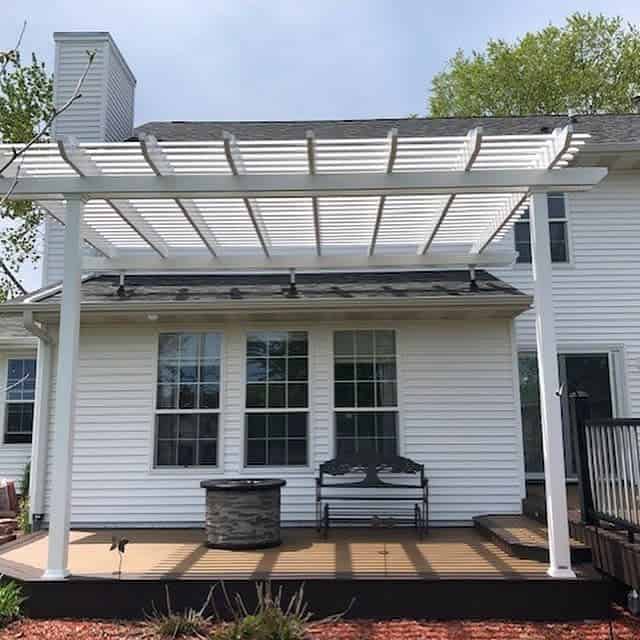 Backyard metal pergola