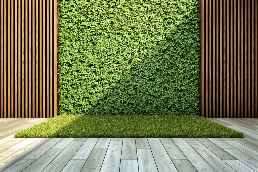 Garden wall with artificial grass 