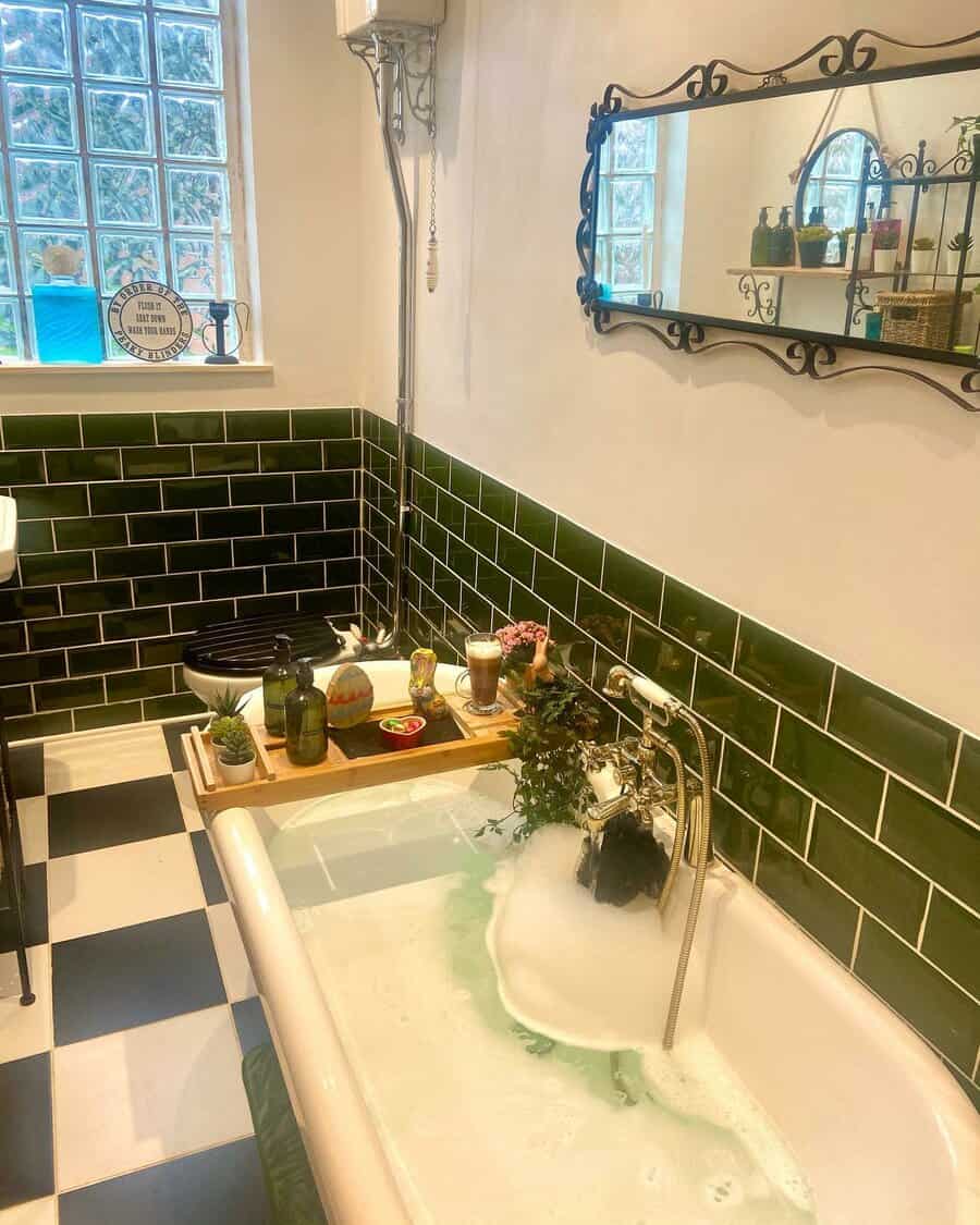 half-tiled small bathroom