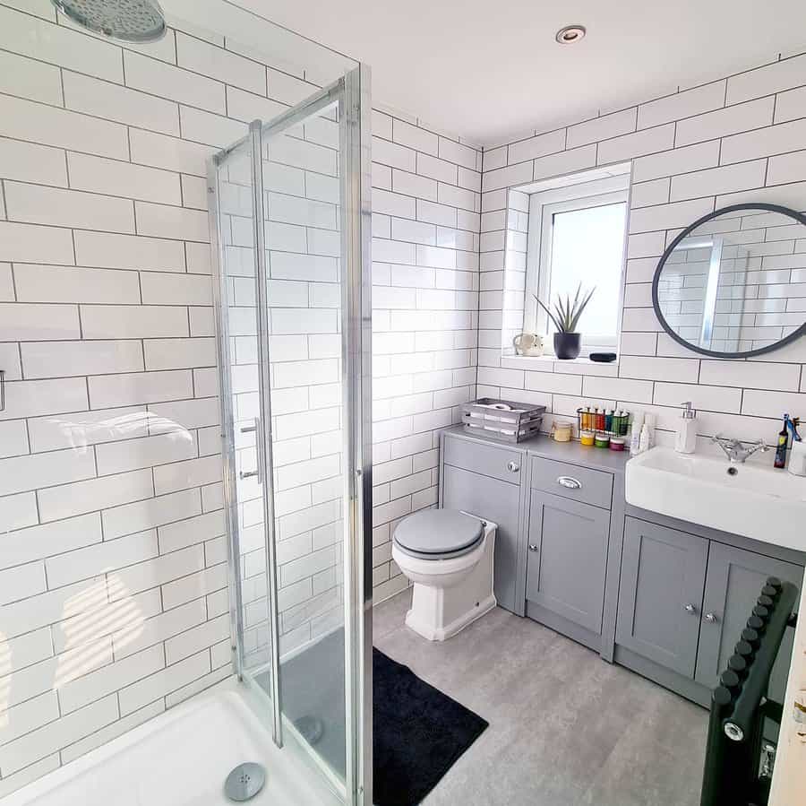 Grey Small Bathroom Flooring Ideas sami dudley home