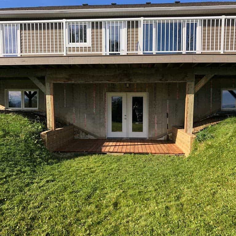 Floating deck under a veranda