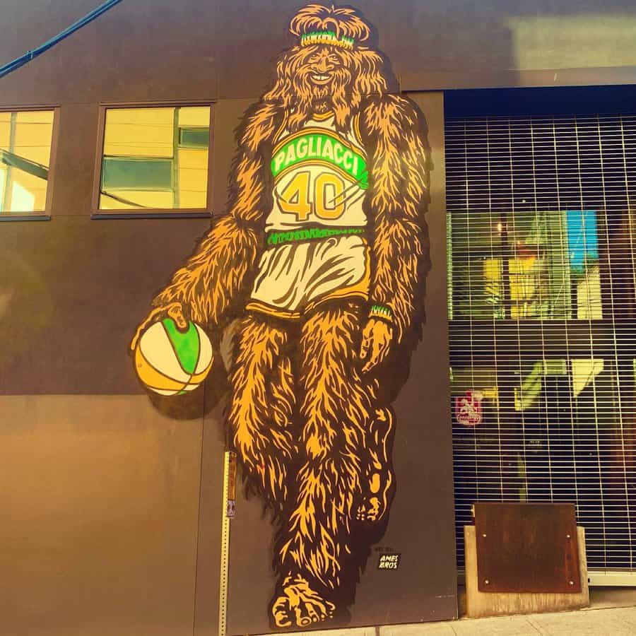 basketball themed mural