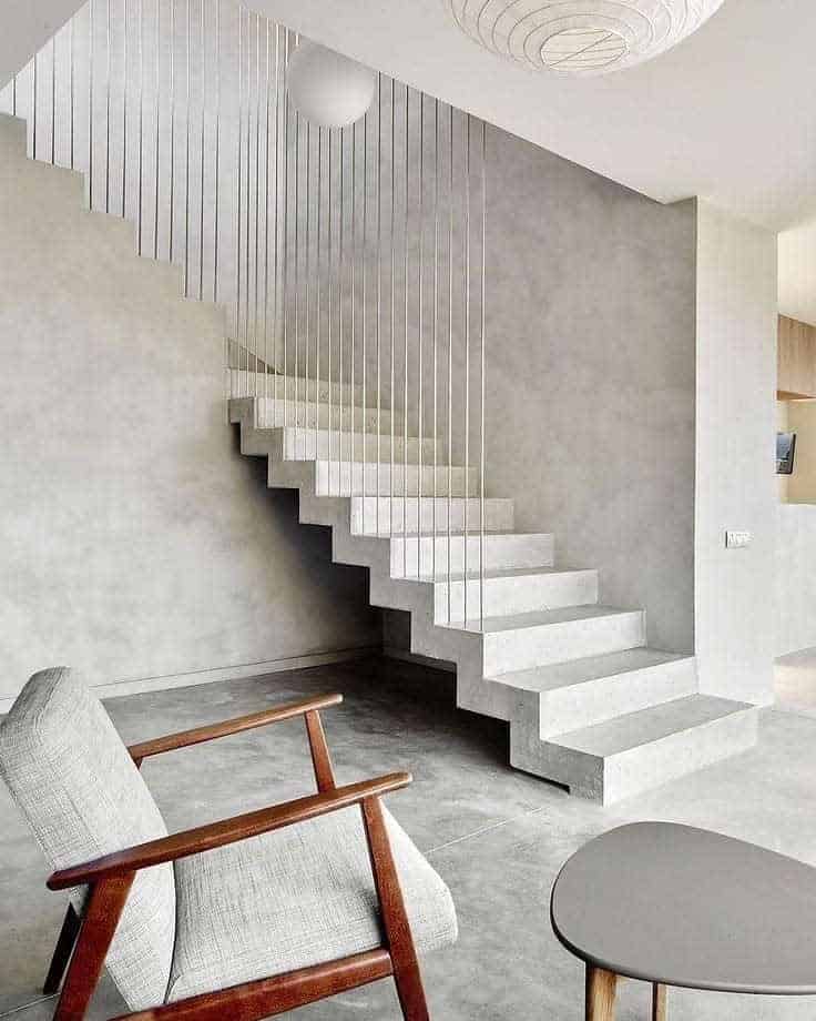 Basement Stairs With Floor-to-ceiling Handrail