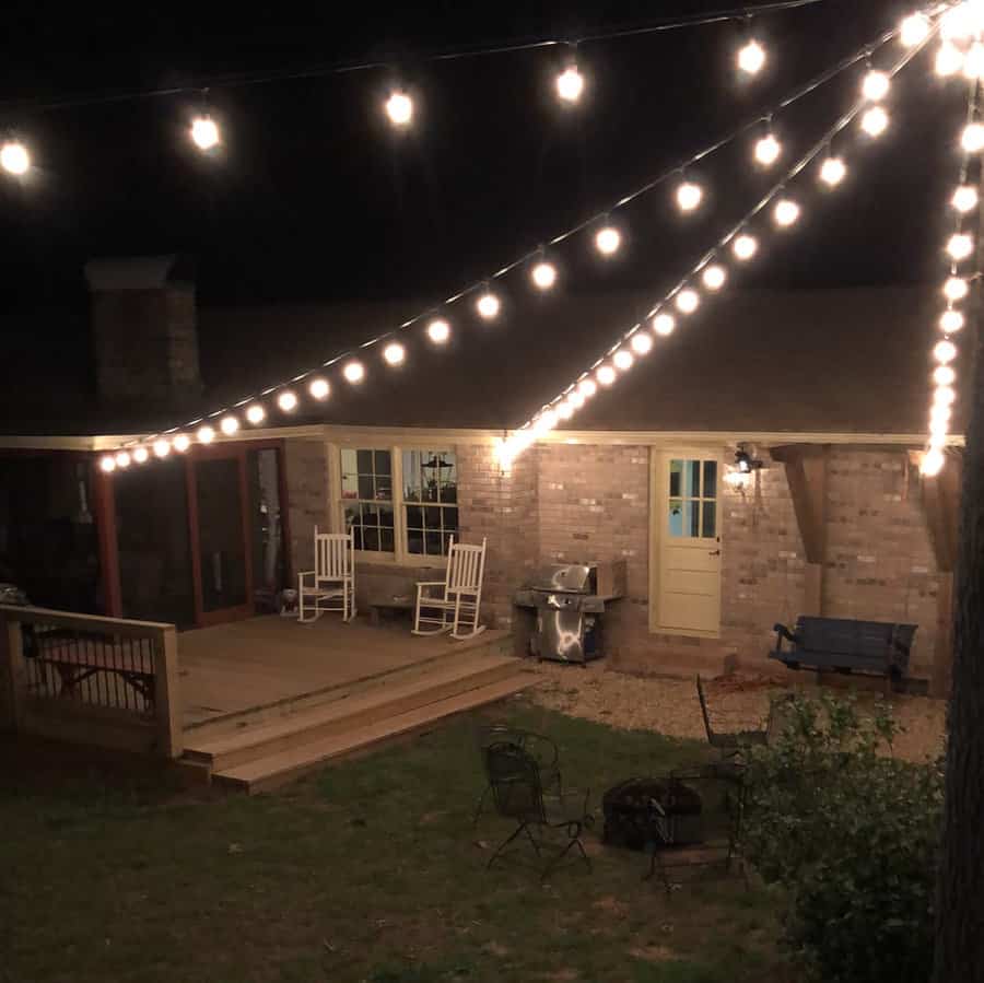 Backyard with weatherproof lights