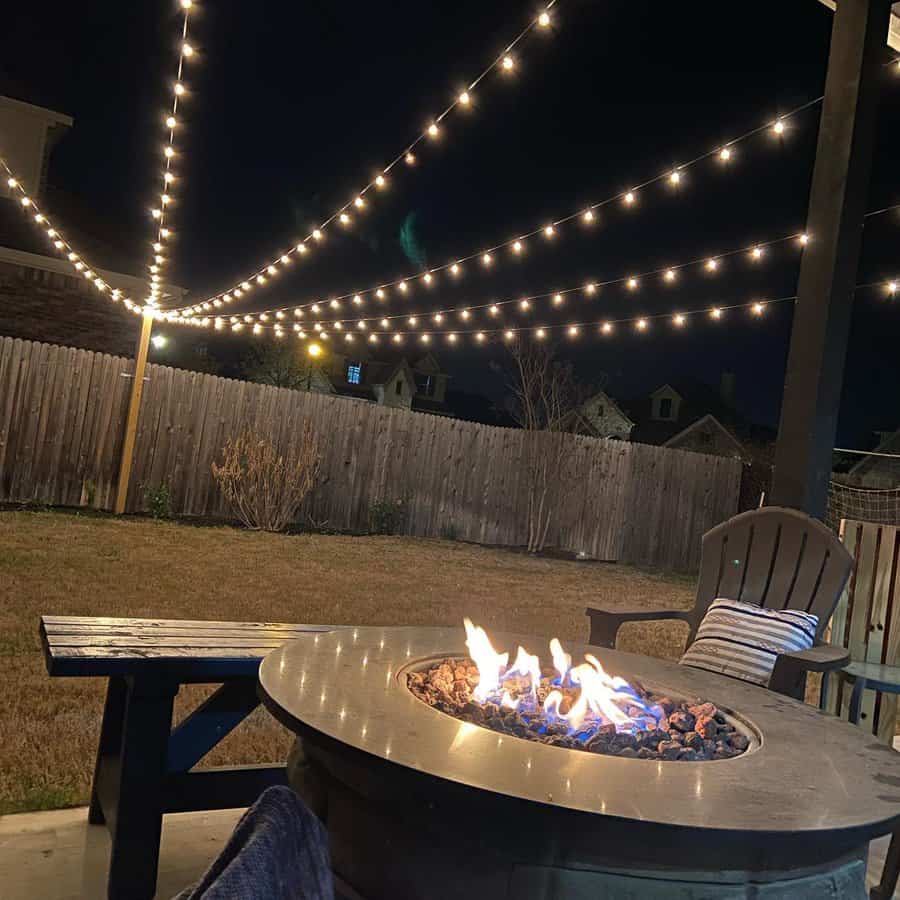 Backyard with weatherproof lights