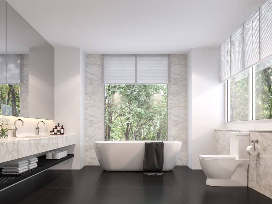 Luxurious black and white bathroom