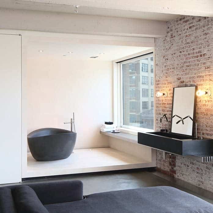 Luxurious black and white bathroom