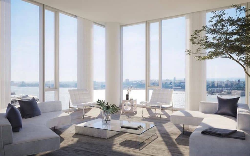 white living room with full-length windows